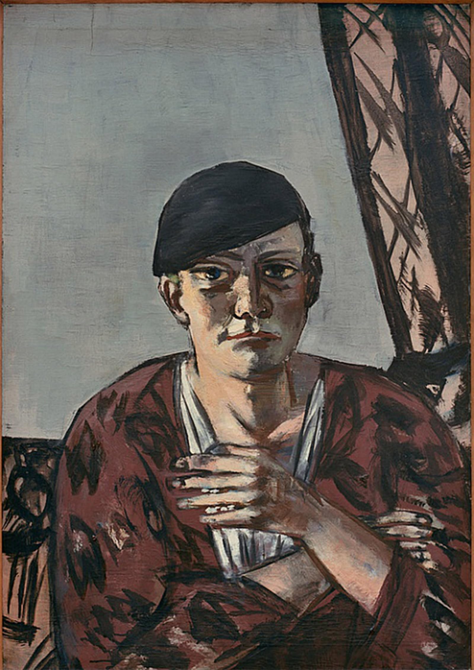 ARTXLXXBN Famous Art Print Poster Vintage Wall Art Self Portrait with Black Cap by Max Beckmann Canvas Art Poster for Home Decor 60x90cm