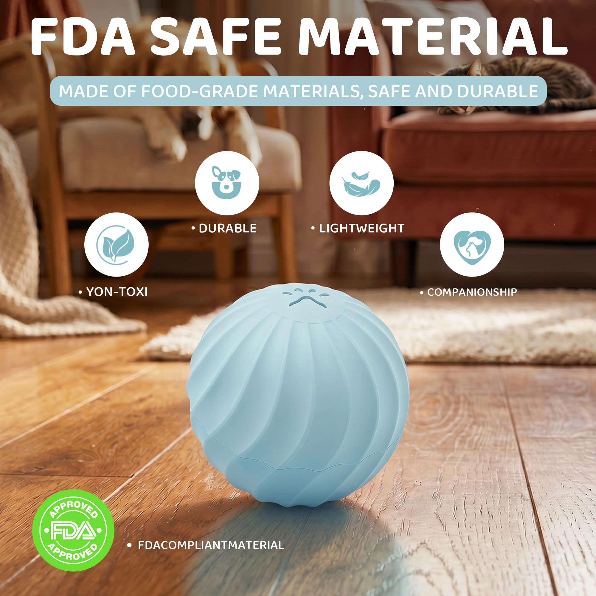 Jouet interactif pour chien et chat - Balle électrique avec activation tactile - 2 modes - Étanchéité IPX67 - Coque résistante aux morsures - Rechargeable USB-C - Jouet intelligent - 74 mm