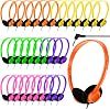 Yunsailing 30 Pack Class Set Headphones for Students Bulk School Headsets Earphones with 3.5mm Jack Classroom Must Haves Teacher Supplies for Adults Laptop ComputerLight Color