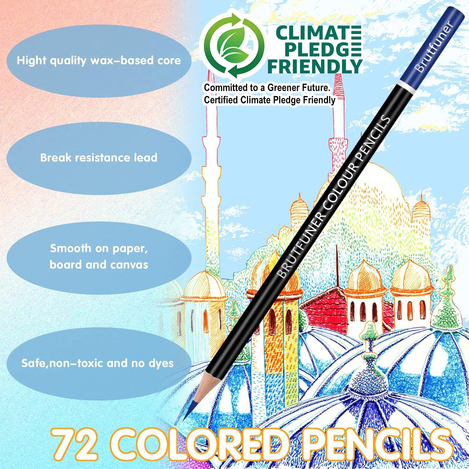 Melifluo Set di 72 Matite Colorate, Set Matite da Disegno con Borsa Nera Con Cerniera Portatile per Adulti e Artisti che Fanno Schizzi, Ombreggiature