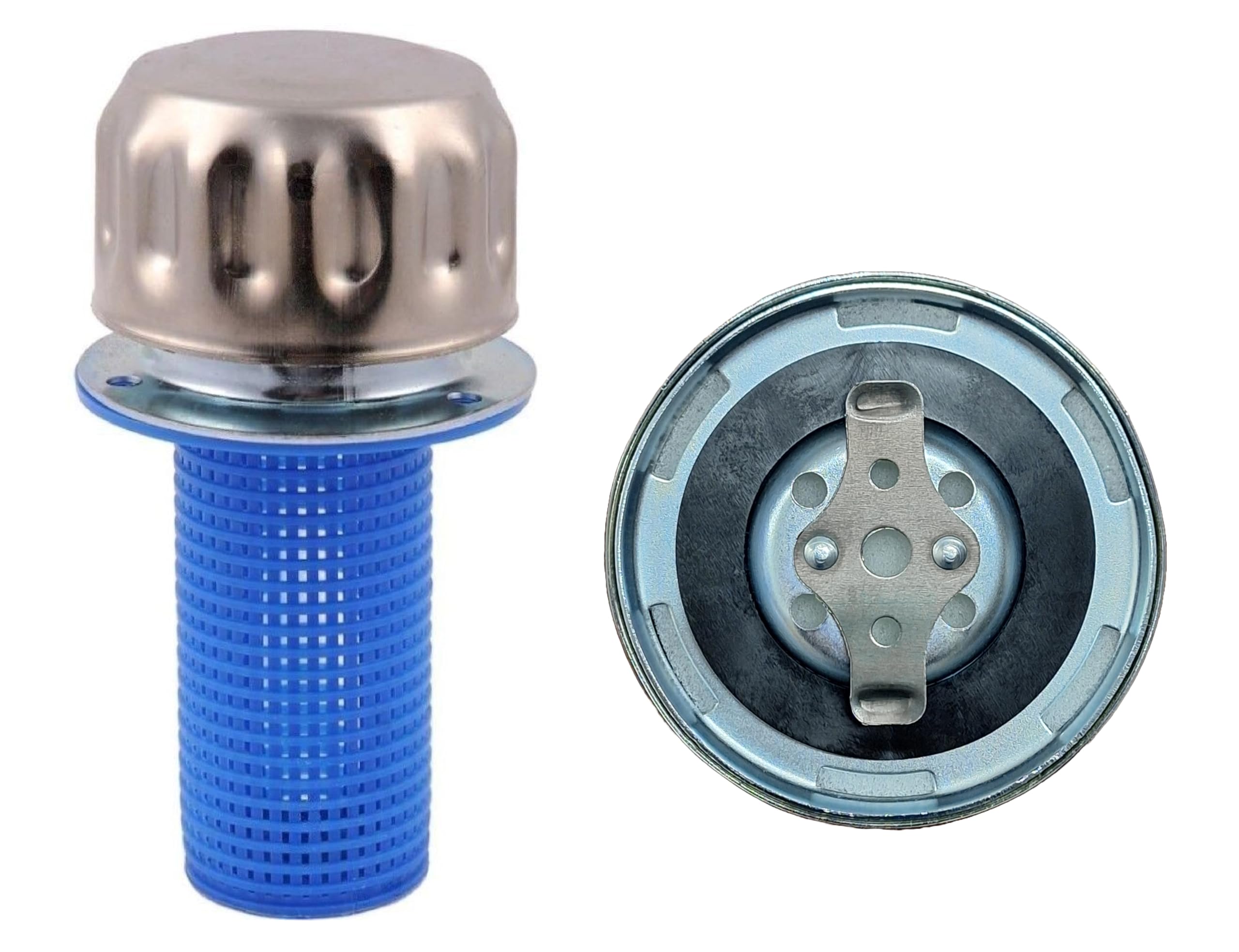 Hydraulic Tank Breather Cap for Oil & Fuel Reservoir – Metal Filler Vent Cap (with Strainer, Bayonet Lock, Chrome Plated, Tearproof Gasket)