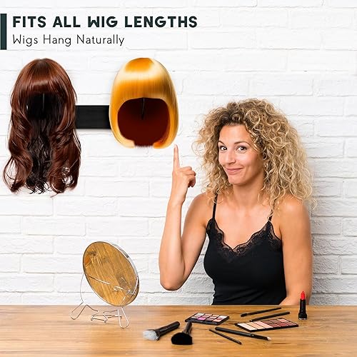Miniatura 9 de Yumkfoi Soporte de peluca colgante para múltiples pelucas, 6 piezas de soporte para colgar pelucas, soporte duradero para almacenamiento de pelucas,