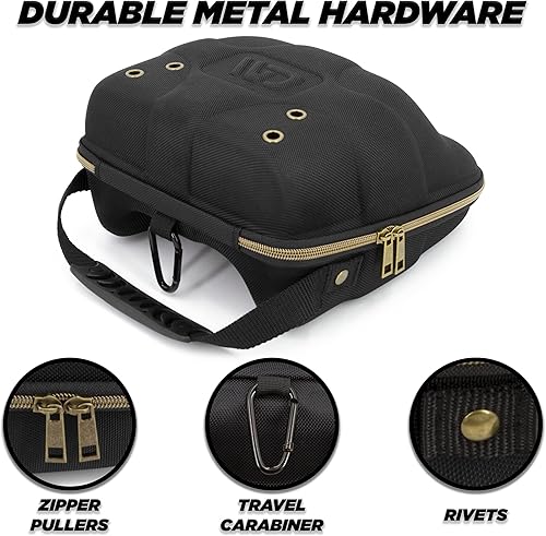 Miniatura 7 de CASEMATIX Estuche de viaje para hasta 3 gorras de béisbol con exterior rígido resistente a los golpes, mosquetón de viaje de metal y mango cómodo,