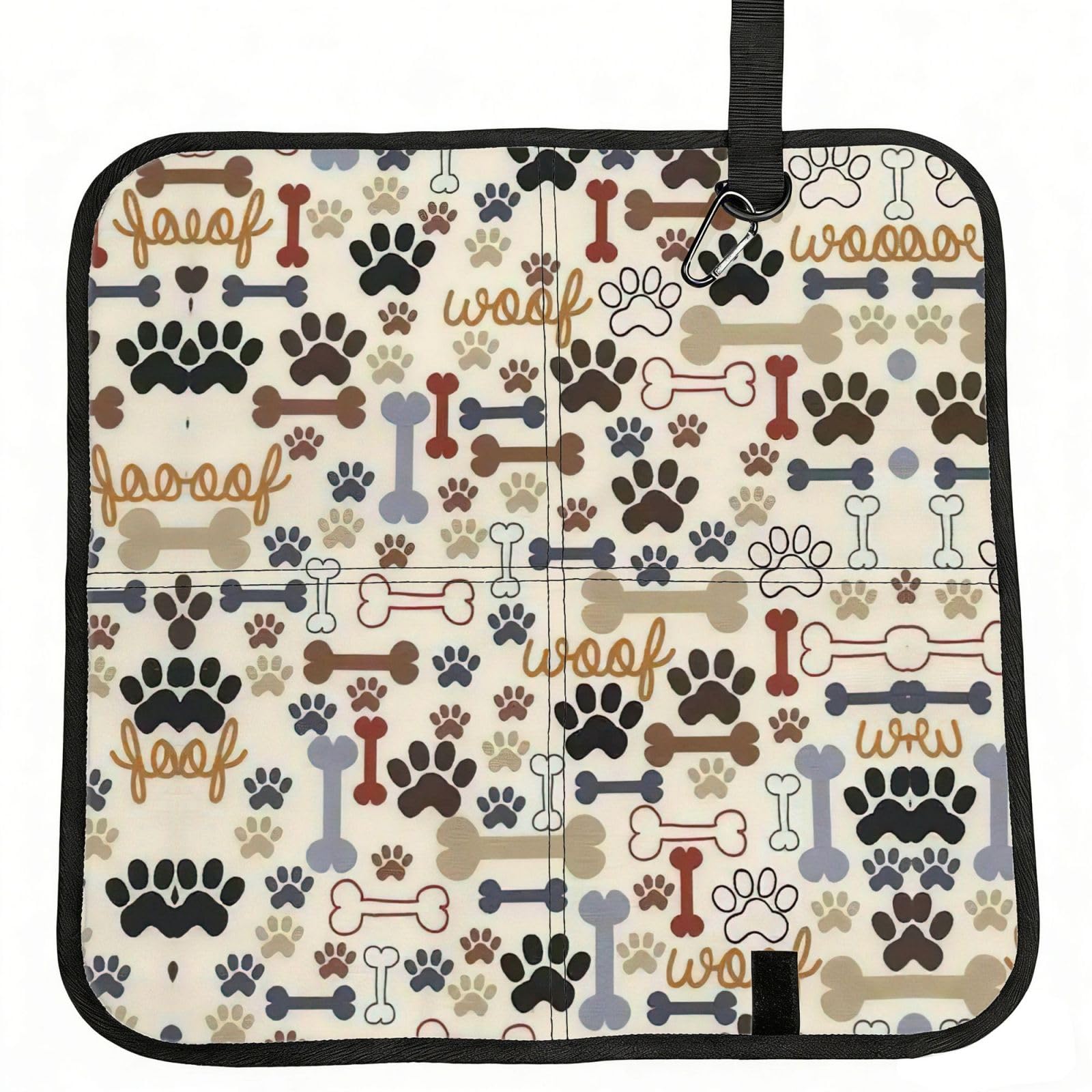 OKFSTY Dog Bones Paw Print Fold Away Seat Cushion Portable Outdoor Pad Polyester Bleacher Bench Mat Travel Picnic Pad