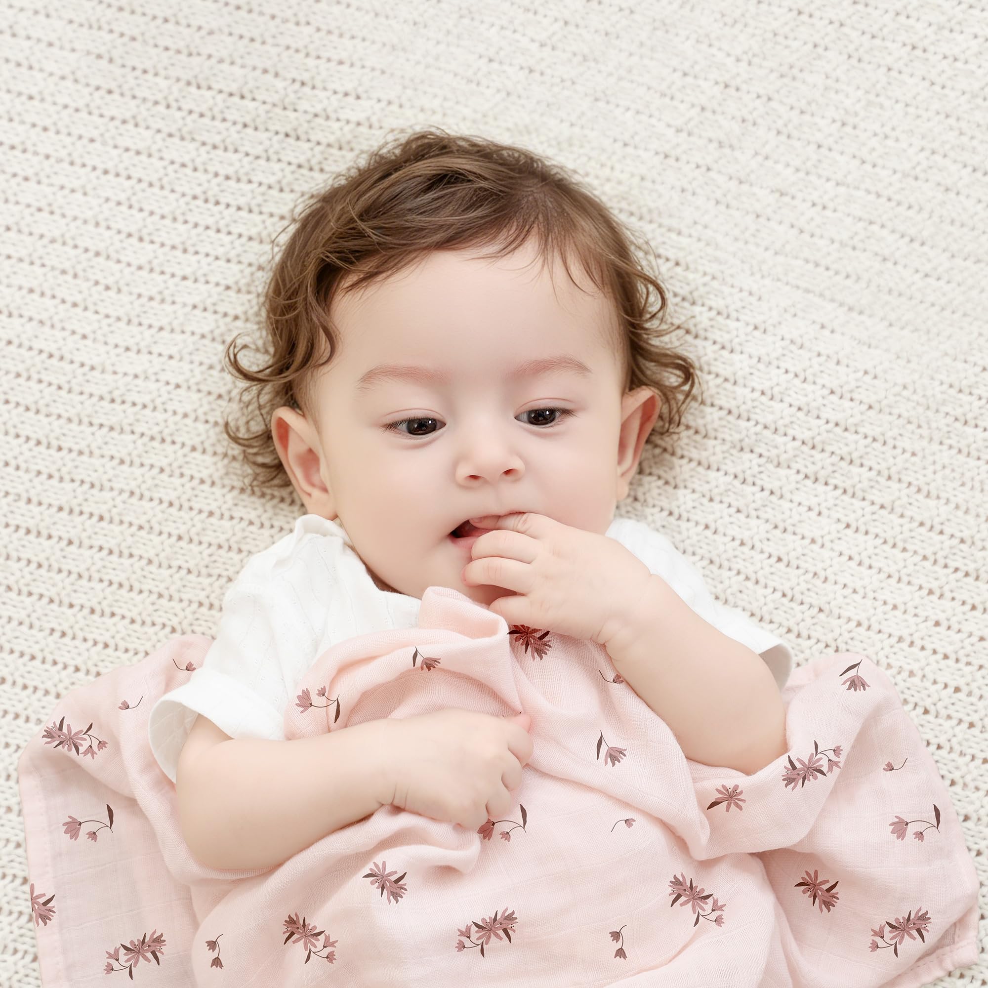 bearmoss Set di 5 panni per neonati, 60 x 60 cm, in bambù e cotone, morbido assorbente traspirante per pulire e coprire i neonati per neonati e pelli sensibili unisex per neonati (rosa)