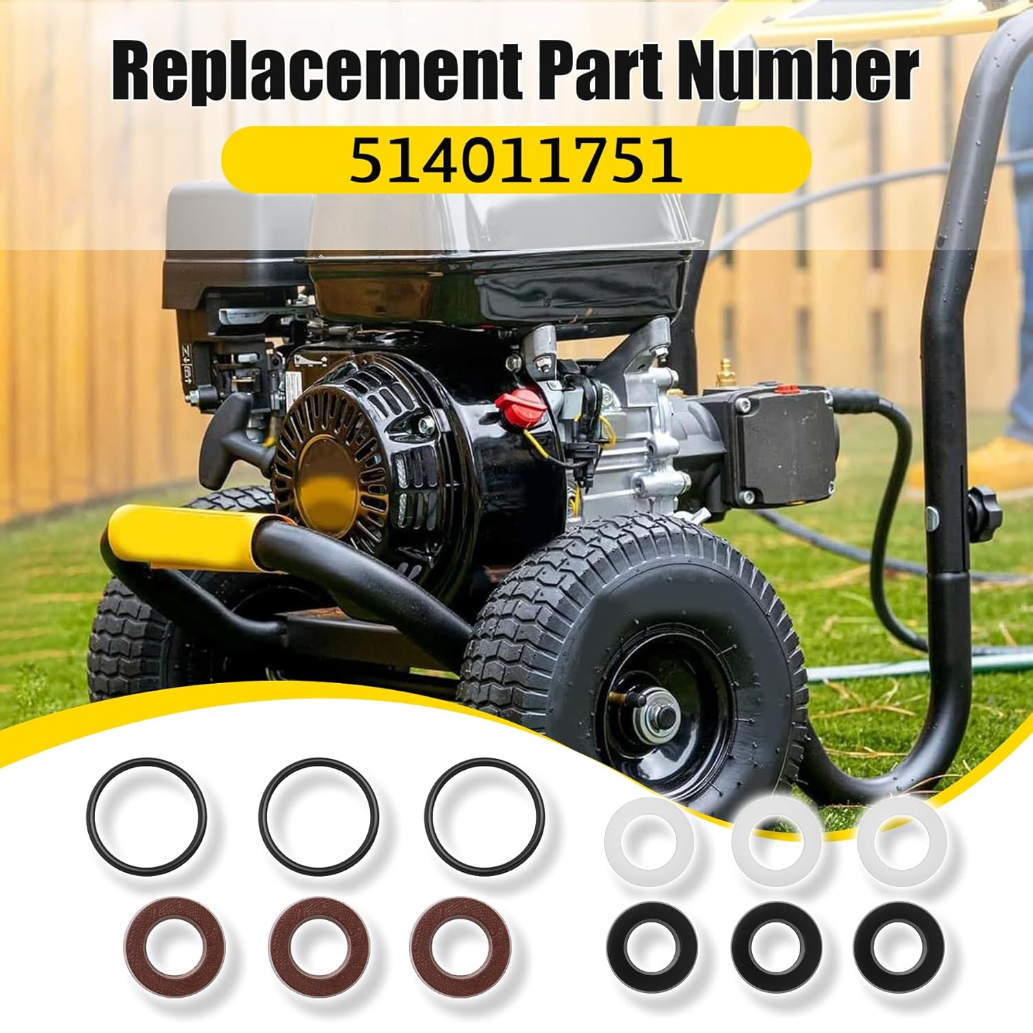 12 Pcs Low and High Pressure Cleaning Pump Seal Kit, Replace for 514011751, Compatible with AAA DeWalt ExCell Delco Simpson Pressure Washer Pumps