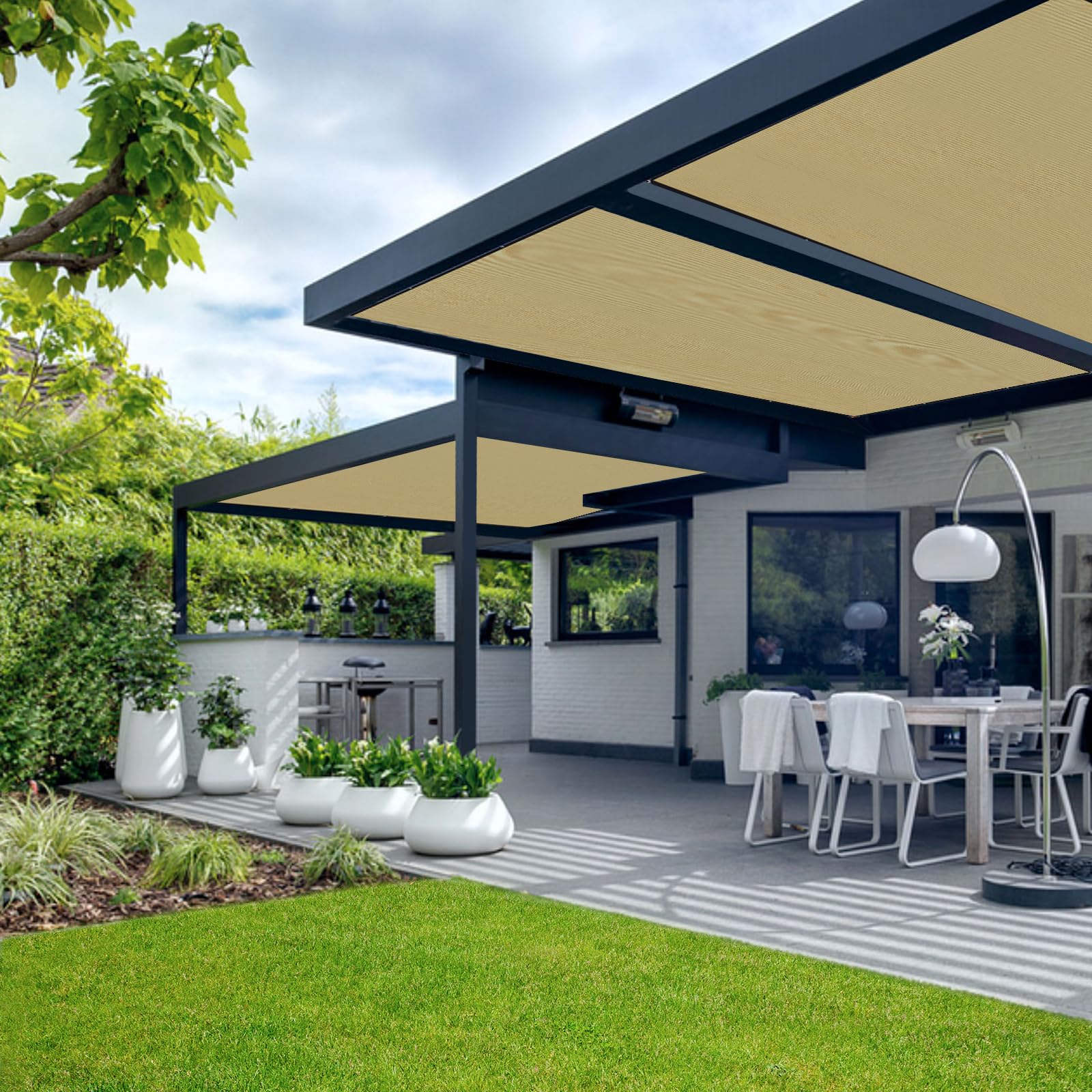 Pergola Sonnensegel 1,8 X 20,3 M – Sandfarben, UV-Schutz 95%, Für Terrasse & Garten