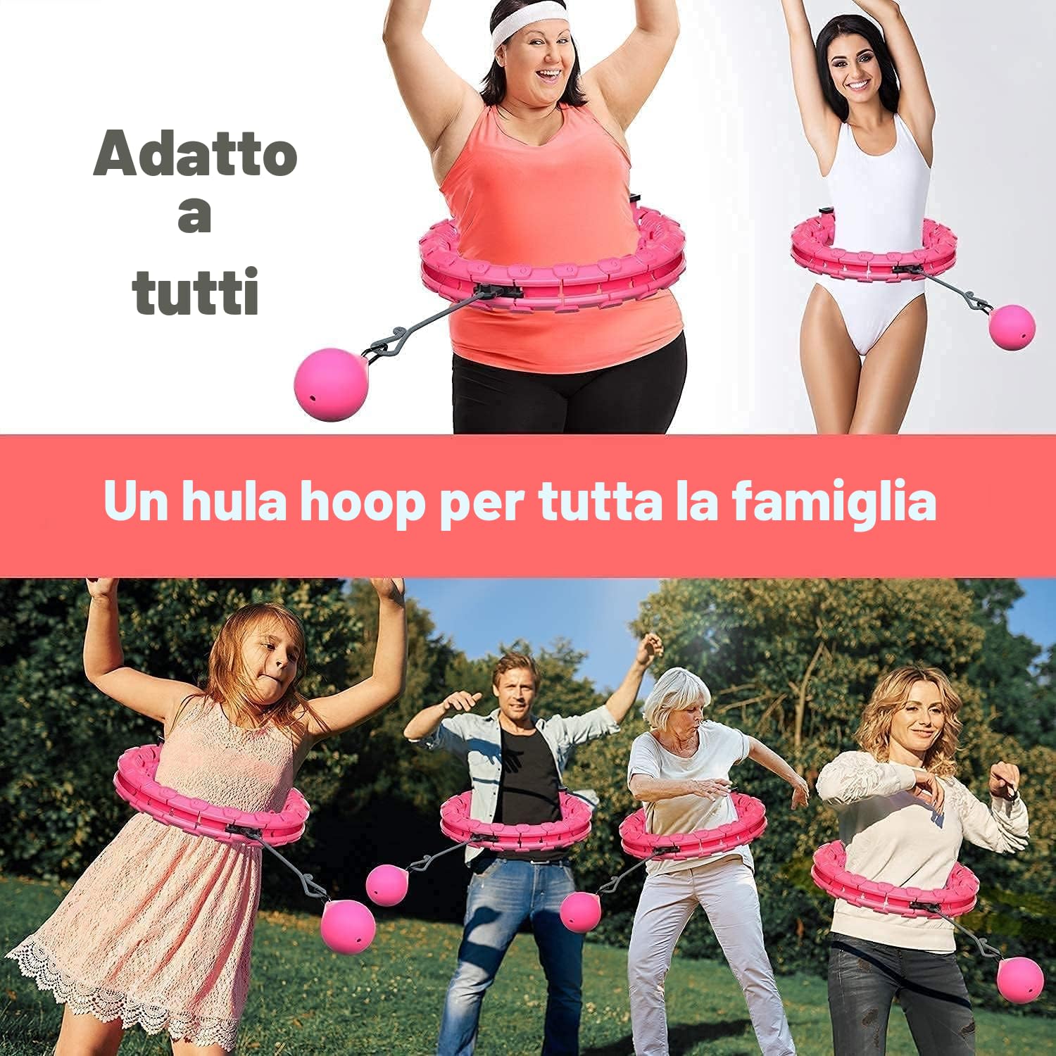 Non cadrà Hula Hoop Lavoratore a Vita Calda Regolabile per Adulti Hula Hoop (Vita 55-125 cm)