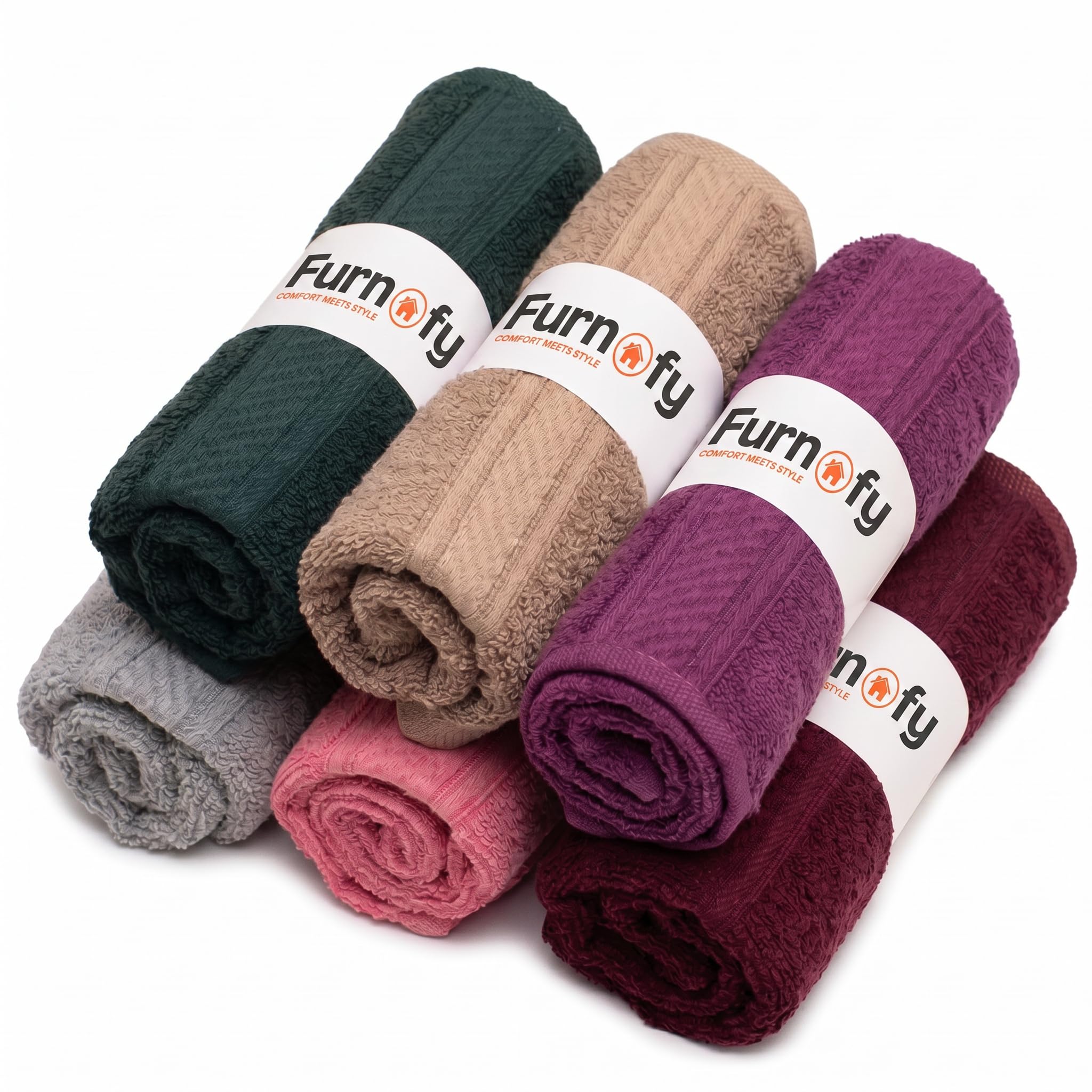 Furnofy Premium Cotton Hand Towels Set of 6 – Ultra Soft, Highly Absorbent & Quick-Dry for Gym, Kitchen, Pool, Travel & Home (40x60 cm, Vibrant Multicolor)