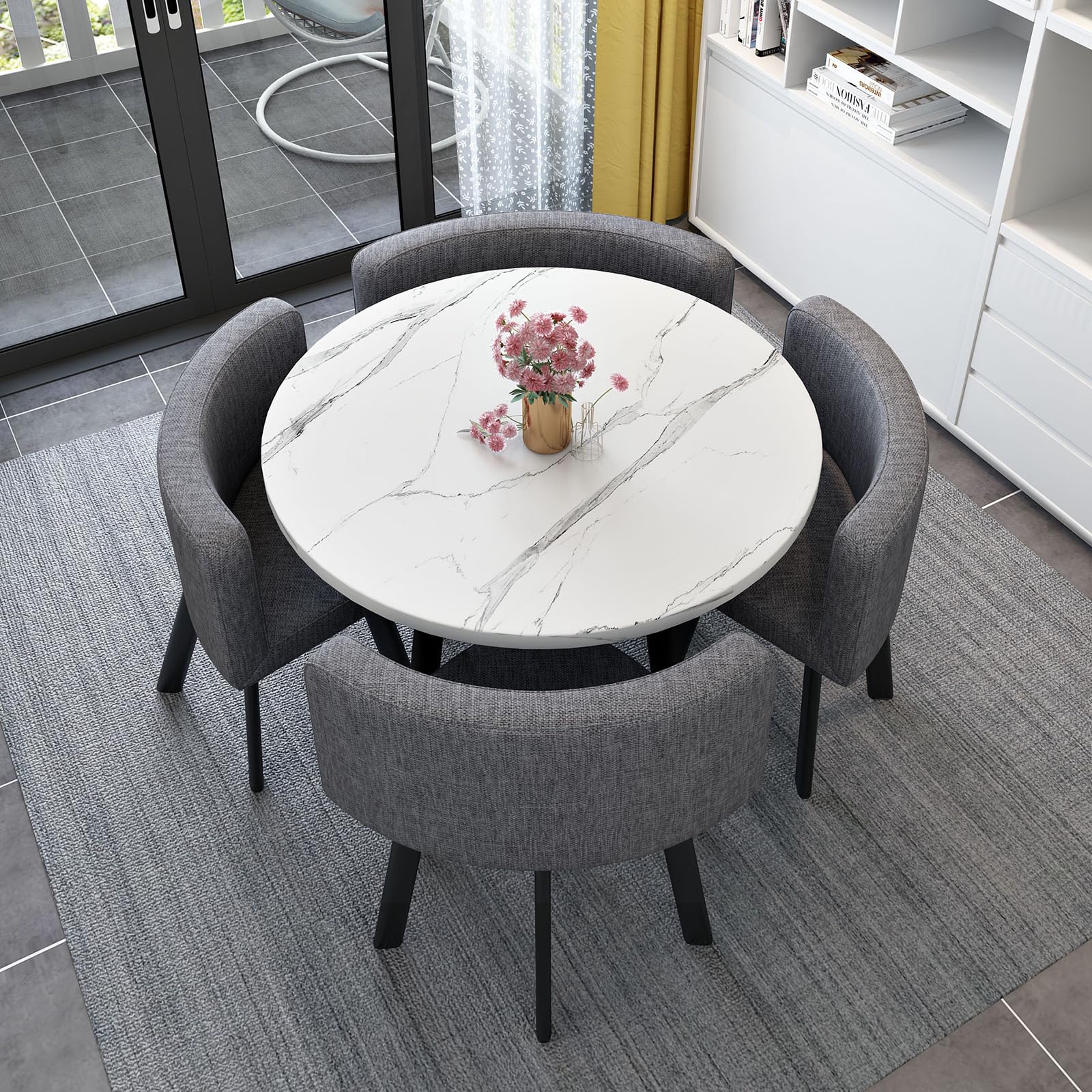AYCDL Round Modern Dining Table Set for 4 35.4" x 29.5",#15-80 * 75cm/31.5 * 29.5in