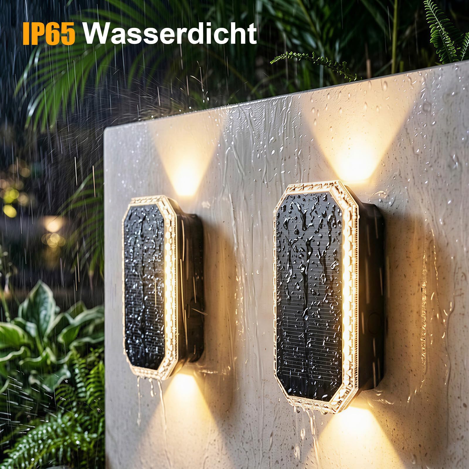Solarlampen für Außen, Solar Wandleuchte Aussen Up and Down, Solarleuchten für Außen Wand Zaun Garten Winterfest IP65 Wasserdicht, 3 Lichtfarben Warmweiß Kaltweiß, 3000K/4000K/6500K, 4 Stück