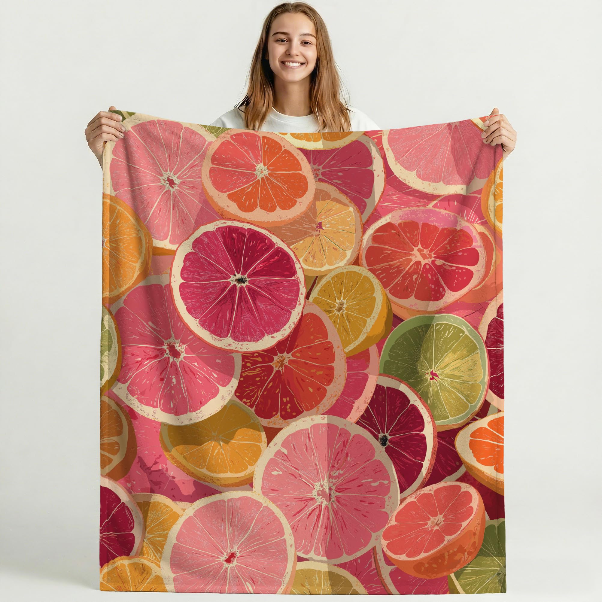 Genérico Manta de Franela Invierno para Sofá y Sillón 220 x 270 cm - Cobijas de Regalo para Mujer y Hombre - Verano Cítricos Limón Fresco Decorazione Della Casa - Rosa Manta Grande