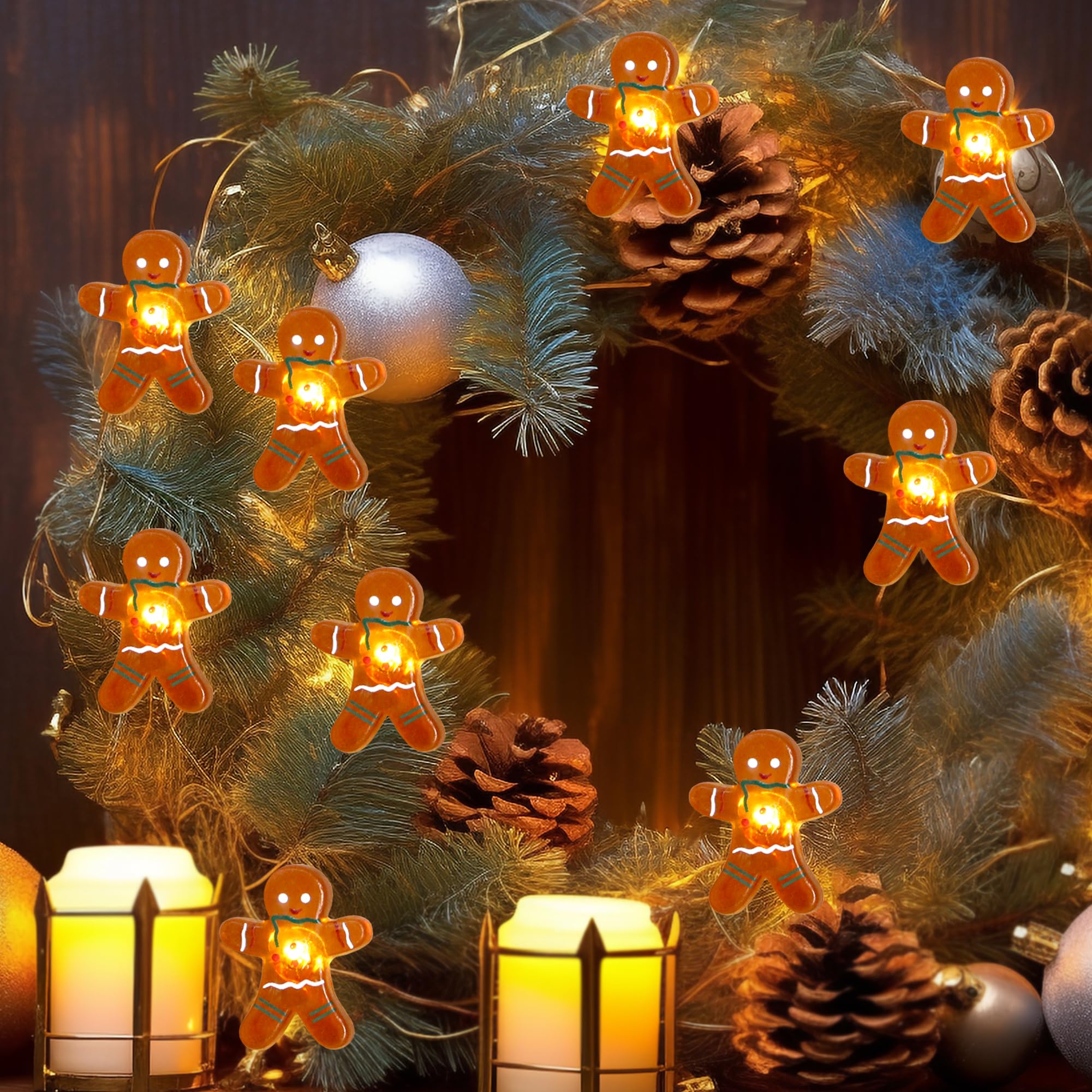 Impress Life Festliche Dekoration Lichterkette, Lebkuchenmann Cookies 3.0 m 40 LEDs mit Batterie/USB Powered Dimmbar Lichterkette mit Fernbedienung für Haus Schlafzimmer Dekorativ Hochzeit Zuhause