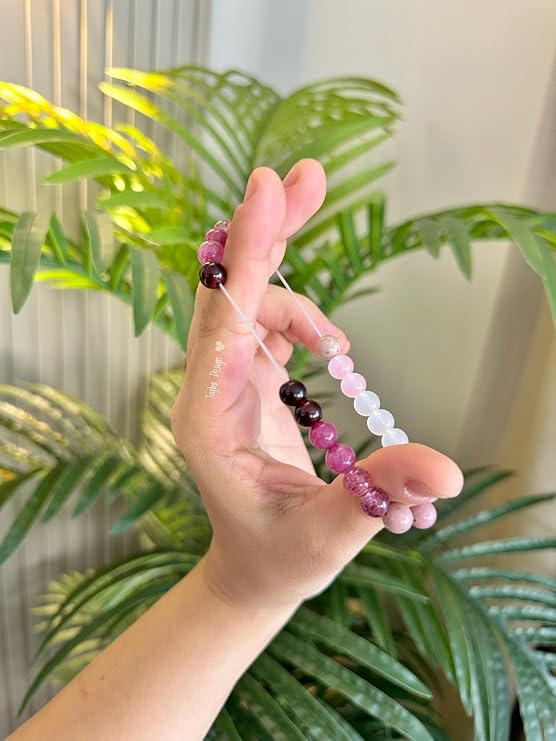 Love Energy Crystal Bracelet for Women Garnet, Quartz, Rose Quartz, Rhodonite, Moonstone for Mothers Days Gift, Birthday, Christmas Healing Gemstone Bracelet