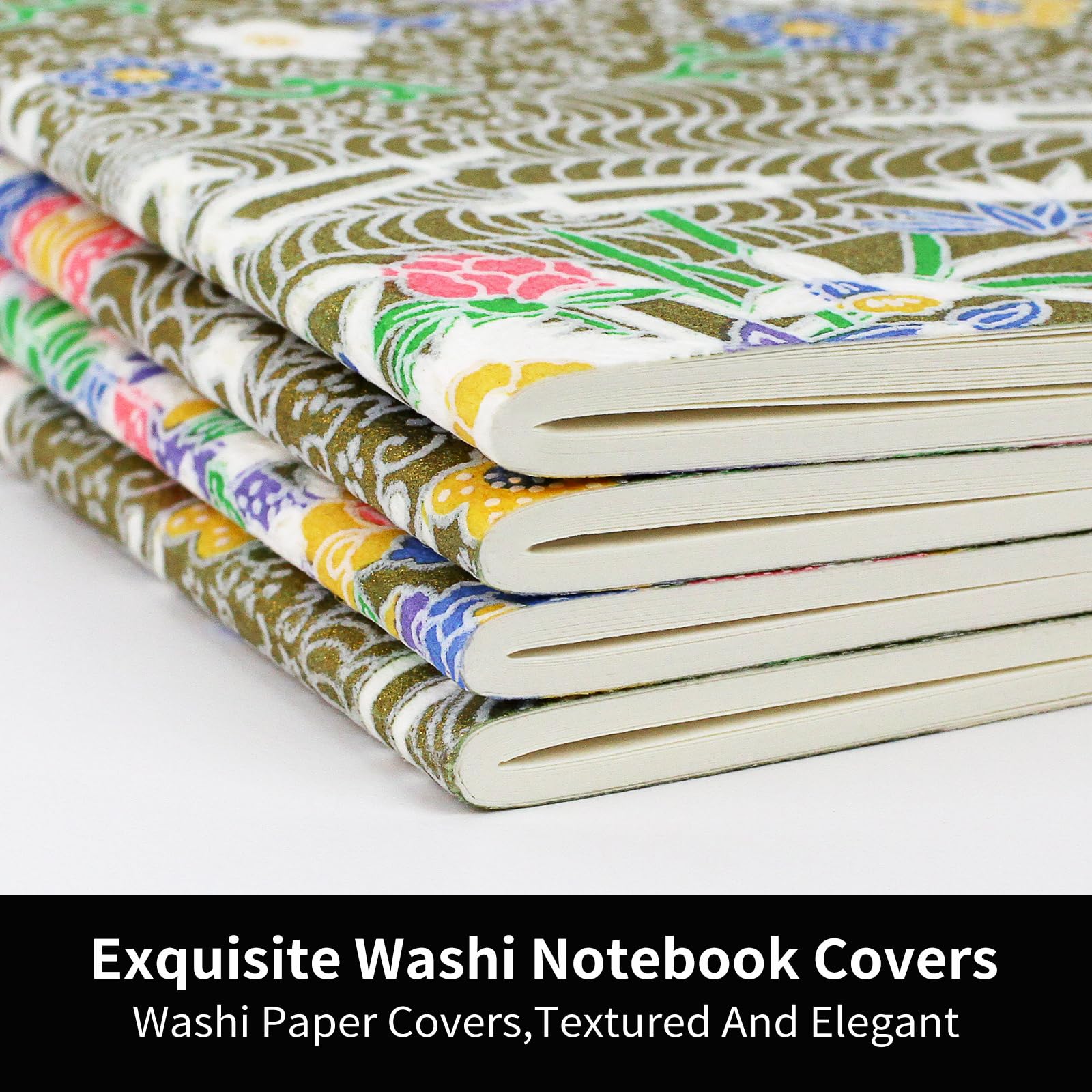4-Pack Washi Paper Notebooks - Blank Page Journals In 4 Sizes With 80g Thick Paper