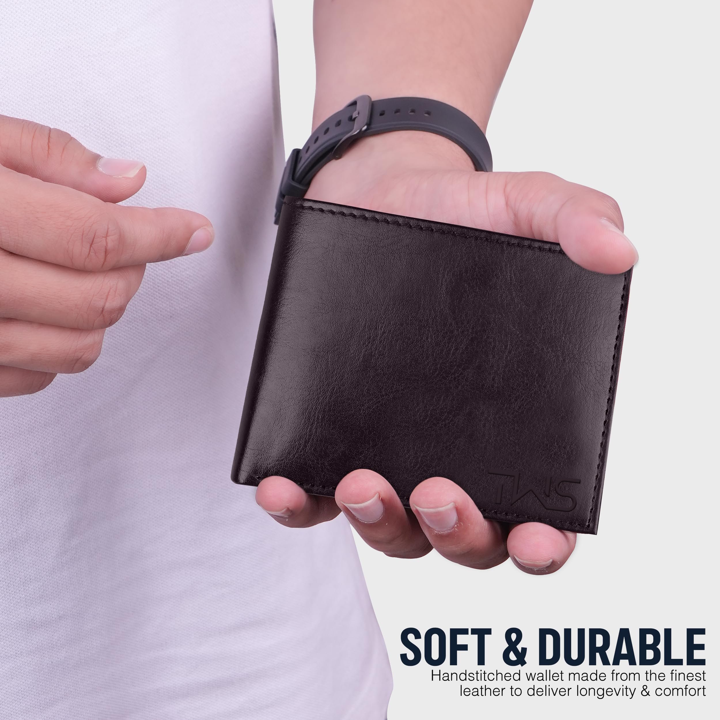 The Wallet Store Solid Leather Wallet For Men - Brown