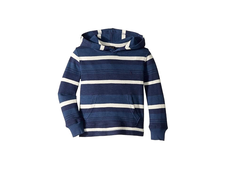 

Polo Ralph Lauren Kids Striped Waffle Knit Hoodie (Toddler) (Blue Multi) Boy's Sweatshirt