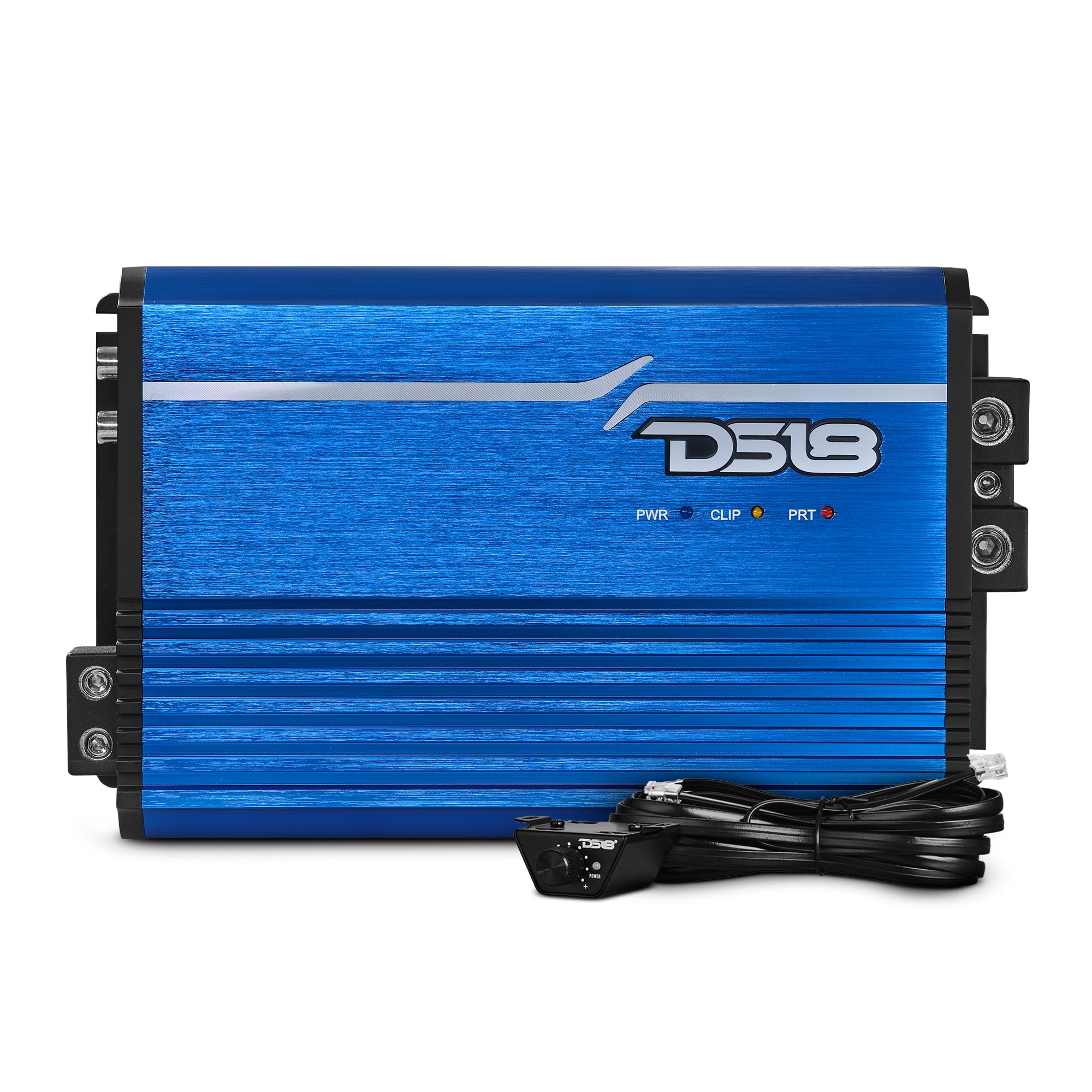 DS18 FRP-2.5K/BLCompact Full-Range Class D 1-Channel Amplifier 2,500 Watts RMS @ 1-Ohm, Monoblock Amplifier with Remote Level Knob, Variable Crossover