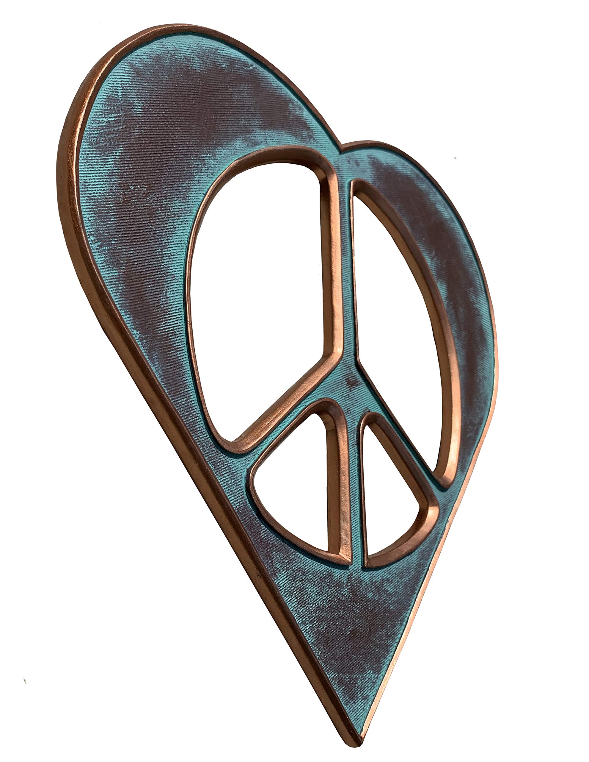 Cartel de corazón y paz, decoración de pared – 30 cm rústico Hippie Love placa