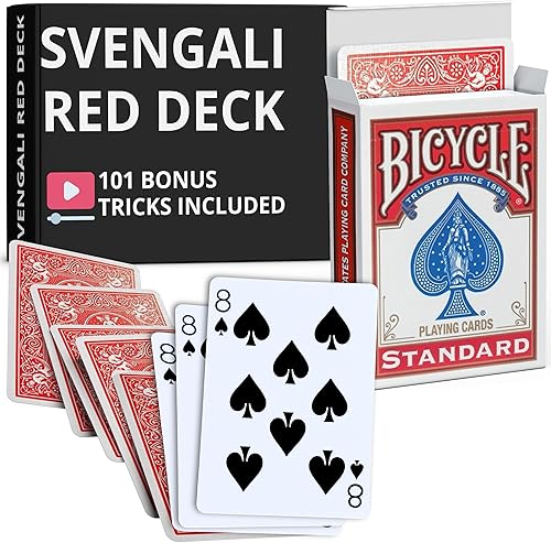 Miniatura 46 de Ted's Sterling Magic Precision Red Rider Back Bicicleta Svengali Deck con instrucciones para más de 100 trucos (6 de clubes)