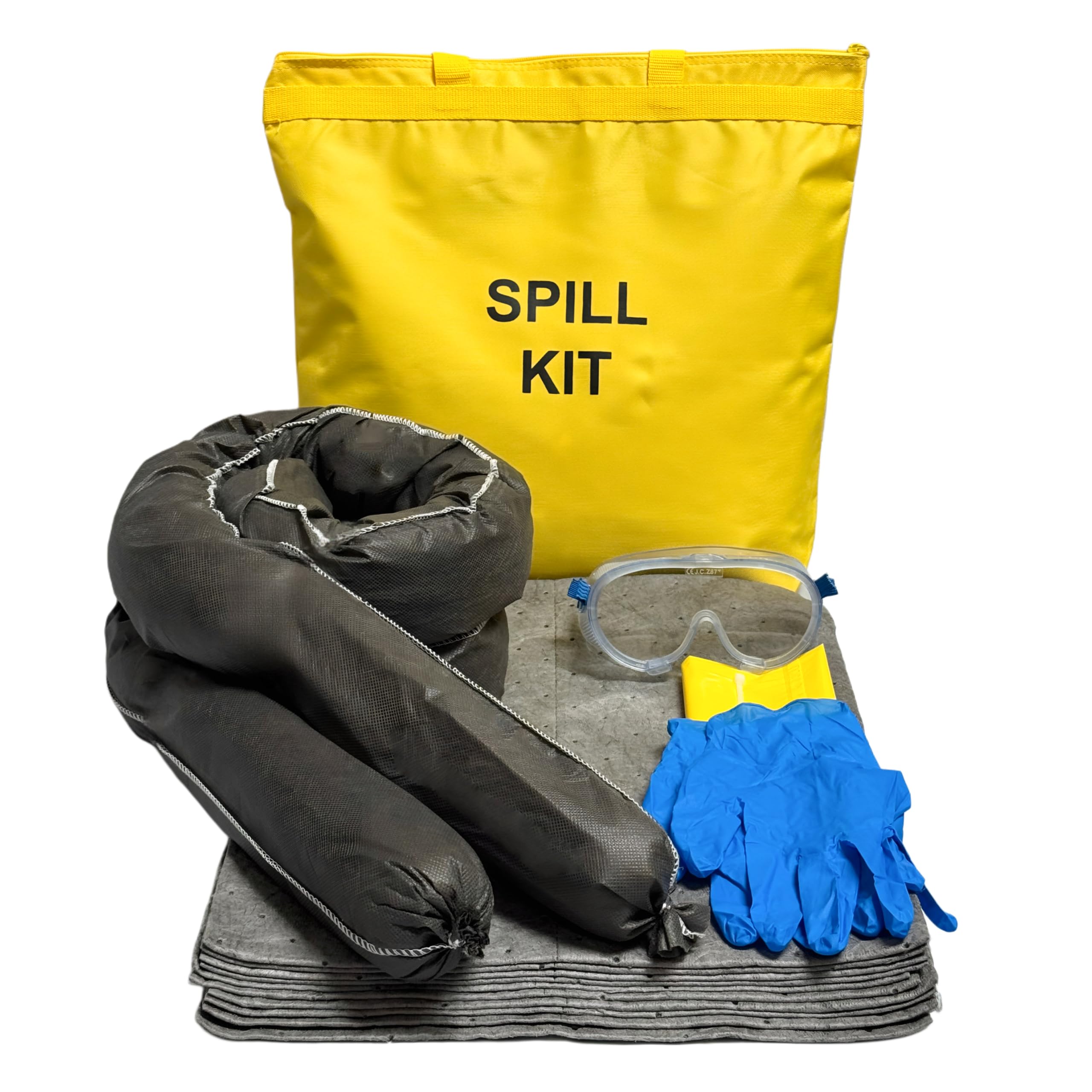 CleanUp Stuff Spill Kit - Universal Absorbents - Portable Bag Spill Kit - Spill Pads & Absorbent Socks for Water, Oil Spill Clean Up & More - Absorb 5 Gallons of Any Fluid (Made in USA)