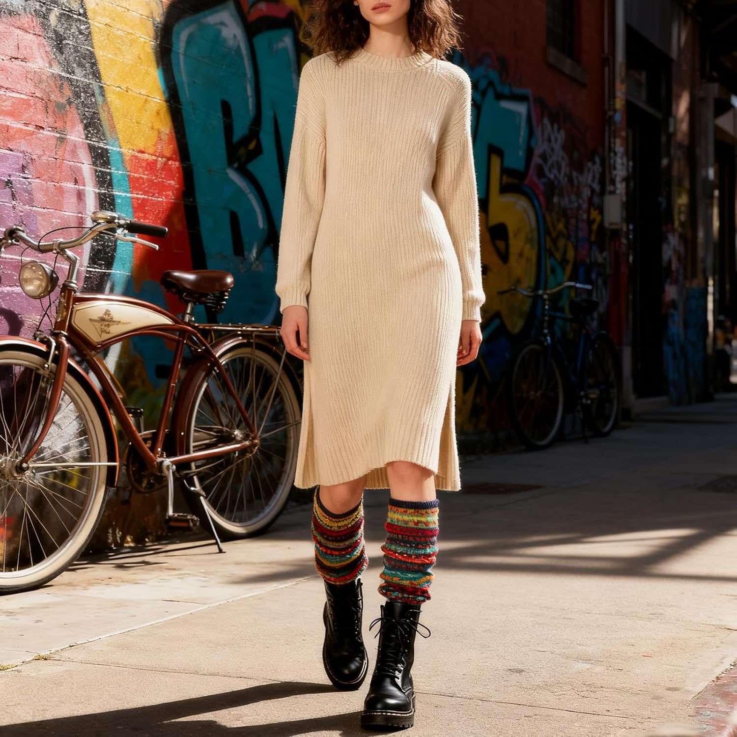 XEPST Leg Warmers Winter Warm Boot Cuffs for Women, Bohemian Style Crochet Knitted Boot Topper Socks Leg Cuffs for Girls - Image 7