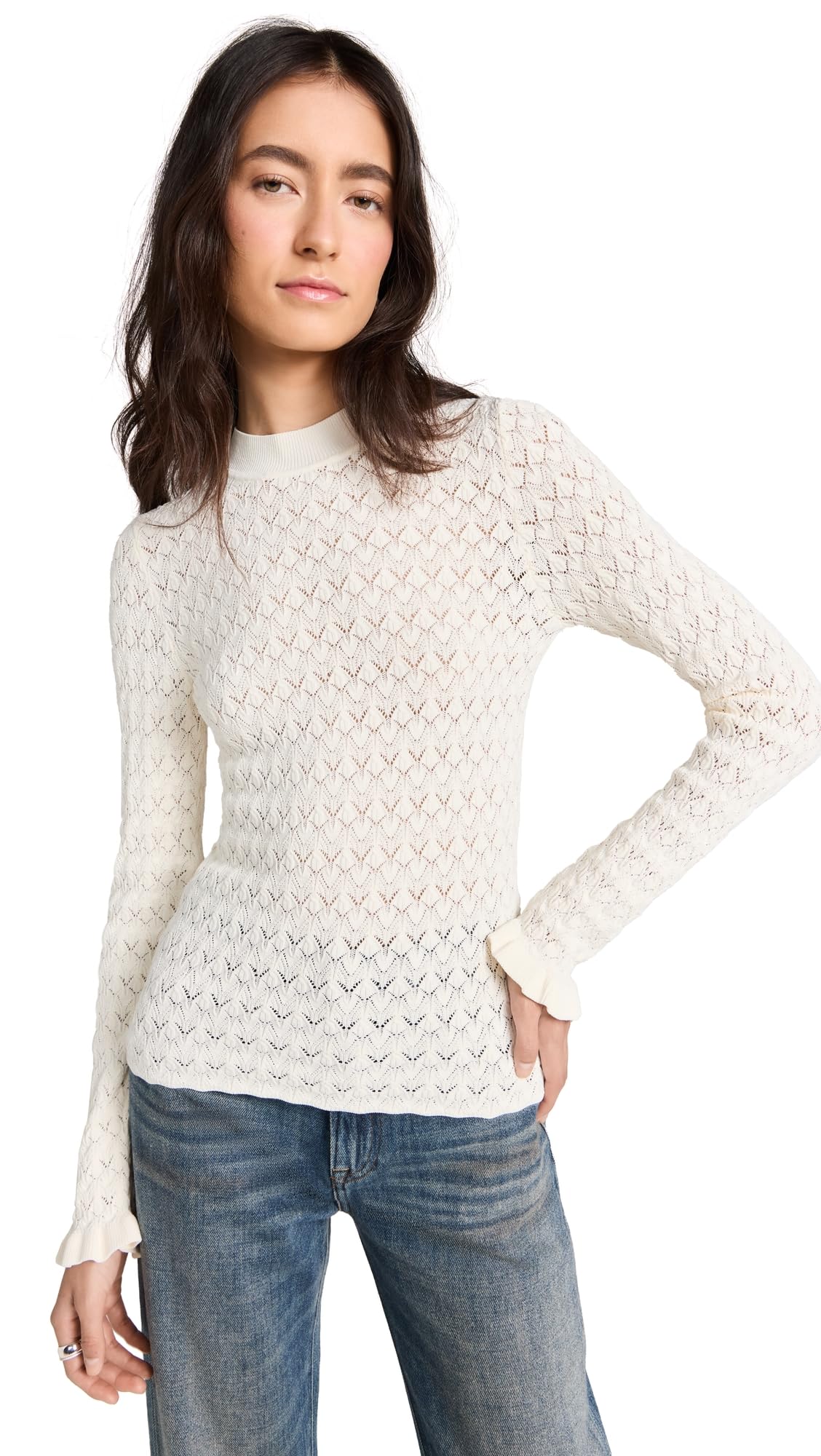 Sea Womens Rue Fine Knit Gauge Knit High Neck Sweater