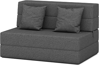 yoyomax Folding Sofa Bed with 2*Pillow, Convertible SleeperChair, Sleeper Futon SofaBed Couch - Linen Fabric Floor FoldableBed Mattress for Living Room/Dorm/Guest Room/Home Office/Apartment, Standard
