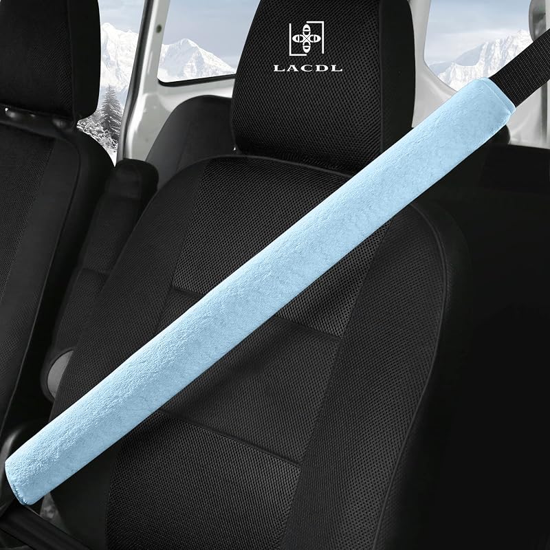 Capa para Cinto de Segurança LACDL Extra Longa em Pelúcia Macia, 85 cm, Azul – 1 unidade