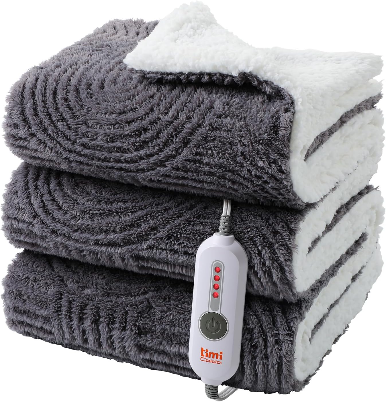Heated Throw Blanket Electric - 50"x60" Cozy Soft Jacquard Heating Blanket with 4 Heat Levels & 4 Hours Auto-Off, Electric Throw with Overheating Protection, Warm Gifts, Grey Grey Throw(50"x60")