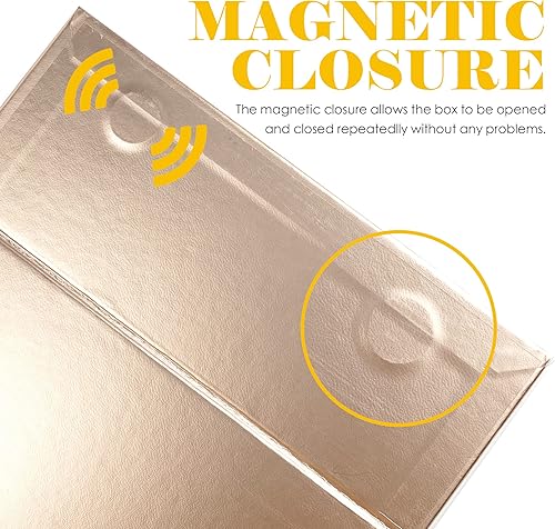 Miniatura 4 de HUIHUANG Cajas de regalo de lujo de oro rosa con tapas, caja de propuesta de dama de honor, plegable, 11 x 7.8 x 3.5 pulgadas, cierre magnético,