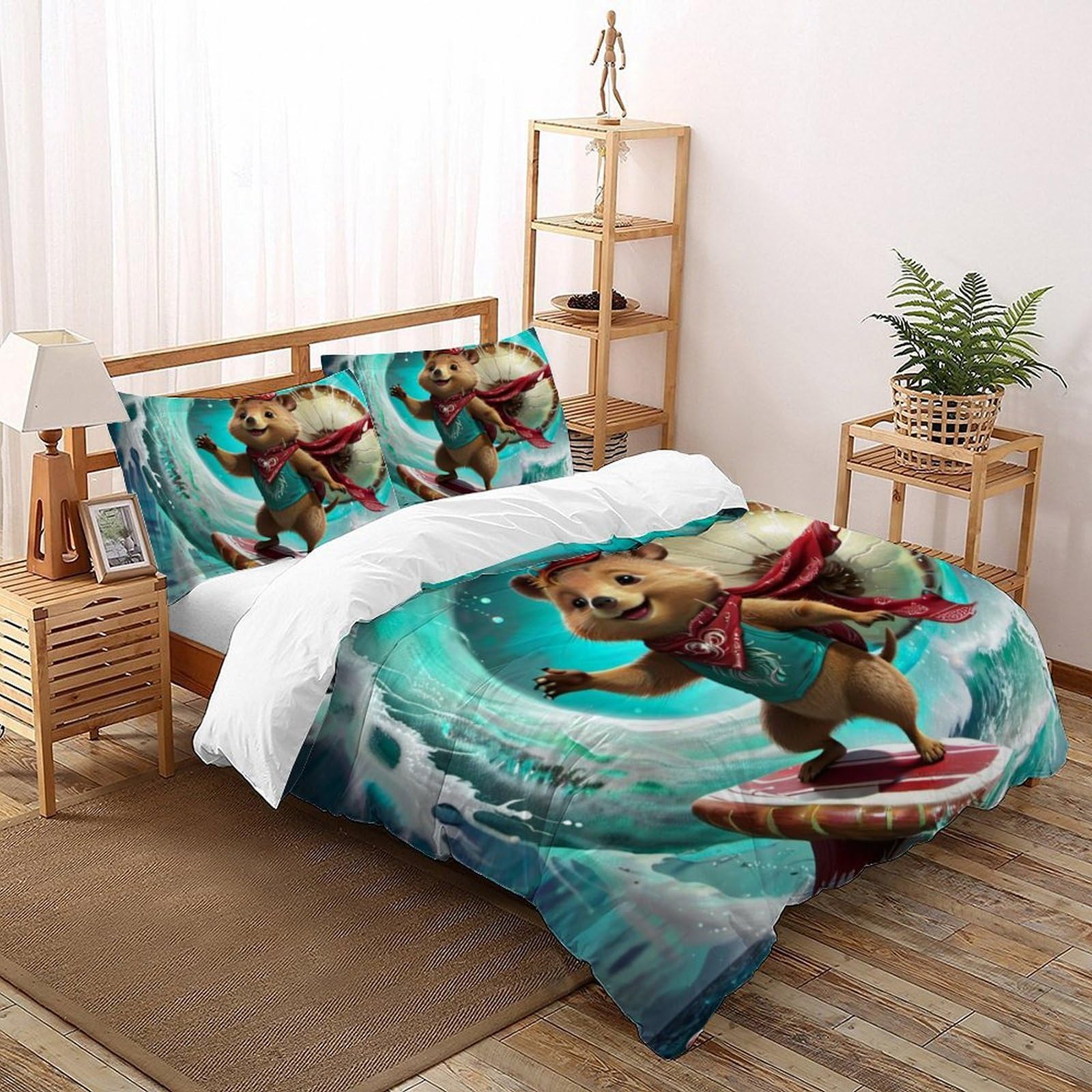 Housse de couette 3D enfants 220x240 cm avec 2 taies d'oreiller pour lit King