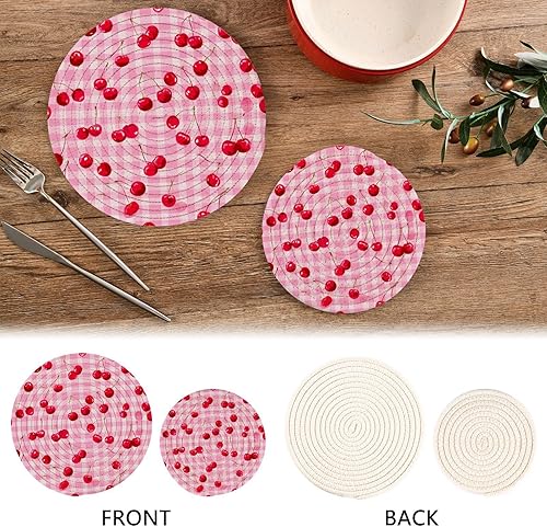 Miniatura 203 de Trivets for Hot Dishes Pots and Pans 2 PC Pot Holders Heat Resistant Cotton Round Potholders for Kitchen Countertop Decorative Autumn Maple Leaves
