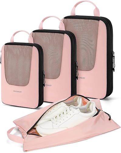 BAGSMART Cubos de compresión de embalaje para viajes, juego de 6, 5 juegos, 4 unidades, bolsas organizadoras de maleta de compresión para maletas,