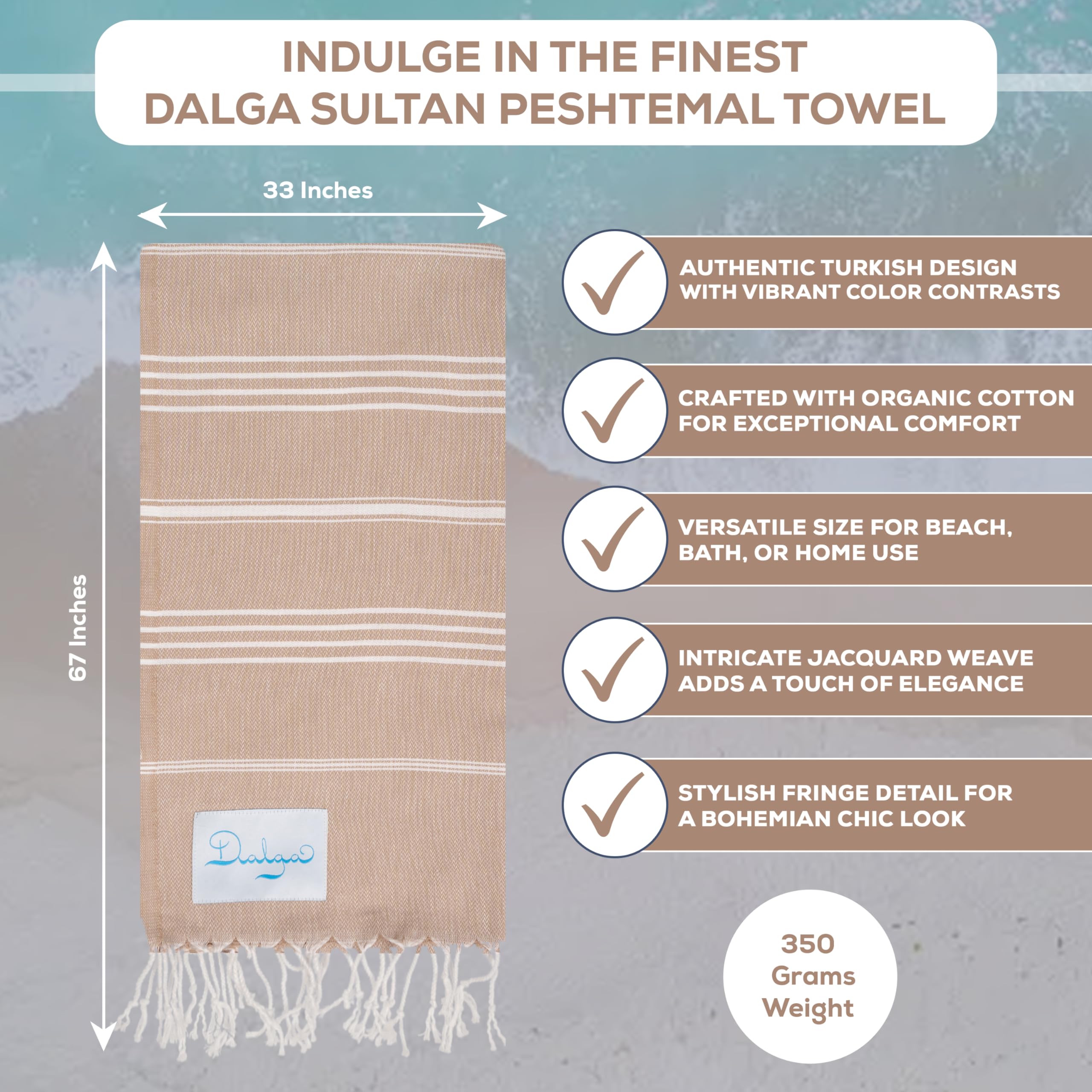 Dalga Turkish Peshtemal Towel – Navy, 100% Organic Cotton, Lightweight & Ultra-Absorbent For Beach, Bath, Travel - View #7