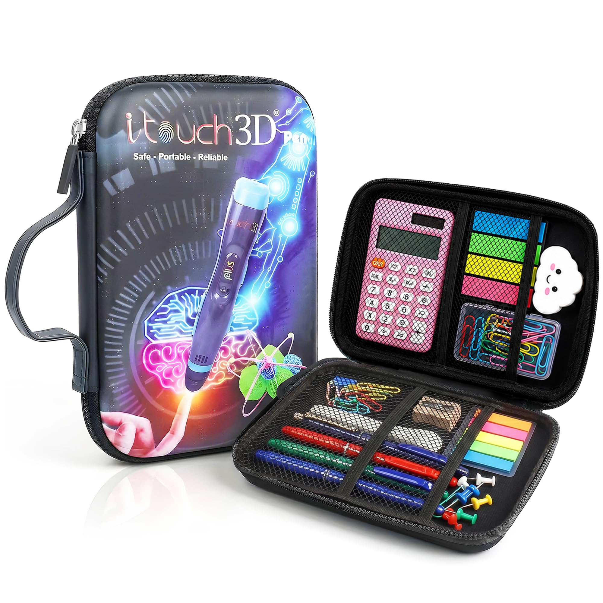 WOL 3D Cartoon Printed Pencil Case with Compartments | Large Capacity Stationery Organizer Zipper Pouch, Water-Resistant Pen Holder for Girls, Boys, Kids, School, Travel & Office Use - Black-image-36