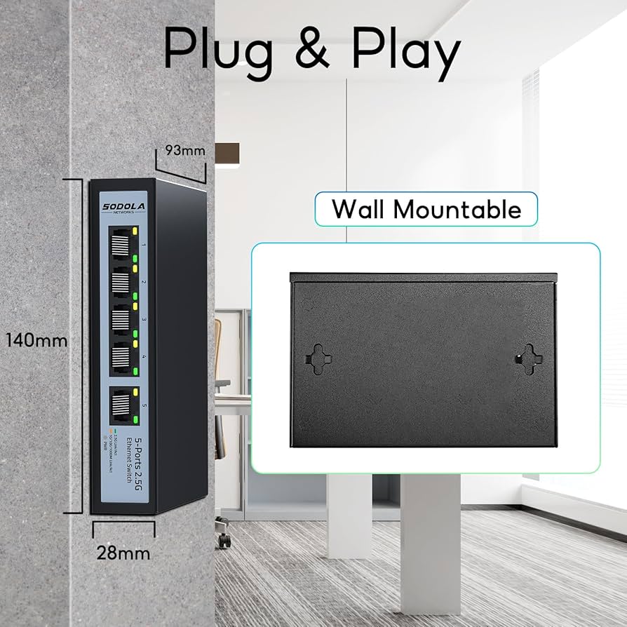 u5g tyhhh SODOLA 5 Port 2.5G Ethernet Switch,|5 x 2.5GBASE-T Ports