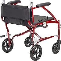 Vista 7 de Silla de ruedas Drive Medical Fly Lite de aluminio ultraligero, silla de transporte, DFL19-RD, 19", Marco rojo, 1, 1