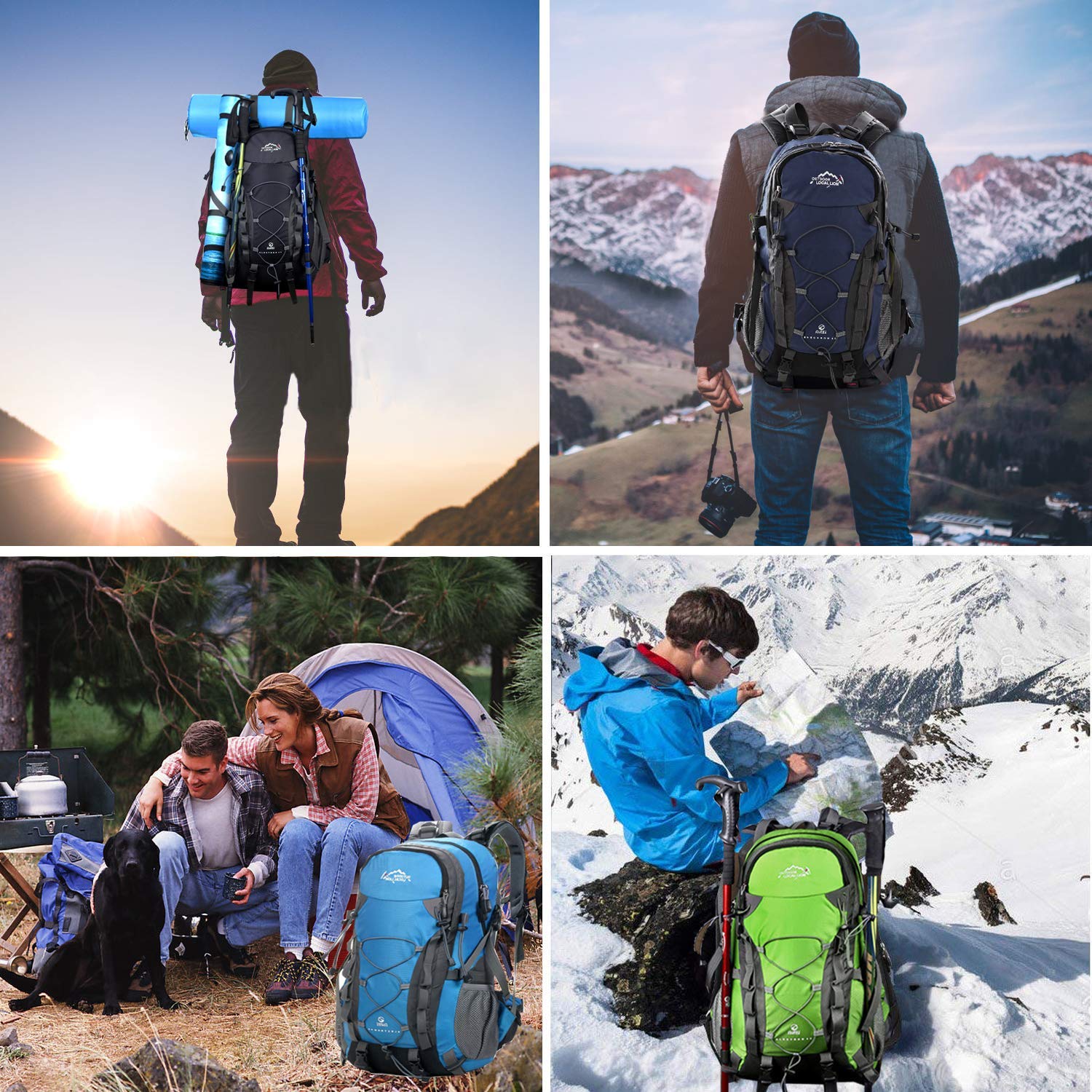 Meisohua Zaino da Trekking Outdoor Donna e Uomo con Protezione Impermeabile per Alpinismo Arrampicata Equitazione ad Alta capacità Borsa da Viaggio,Multifunzione, 40 Litri