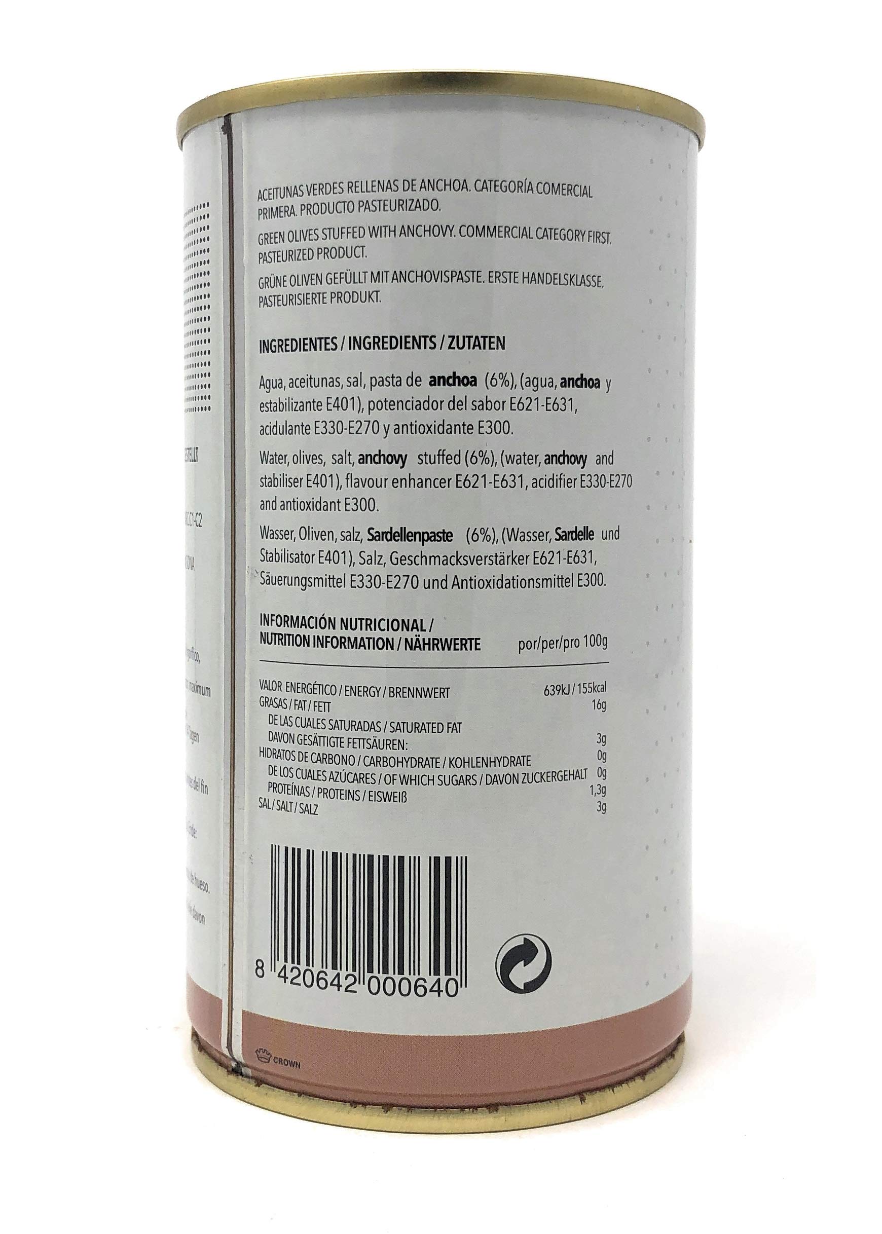 La Masrojana Aceitunas Manzanilla rellenas de anchoa 150g