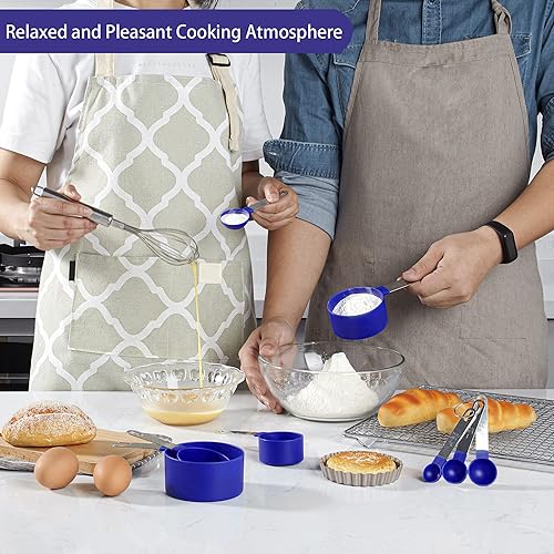 Miniatura 56 de Huygens - Juego de tazas y cucharas medidoras de 10 piezas, tazas medidoras apilables con mango de acero inoxidable para medir ingredientes secos