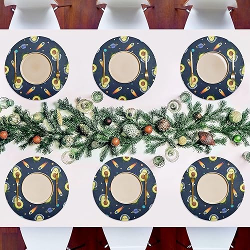 Miniatura 7 de Cute Avocados Space Blue Table Placemats, Heat Resistant Non Slip Decorative Placemats for Kitchen one sizex6