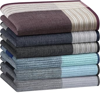 Handkerchiefs for Men, Soft Cotton Mens Handkerchiefs, Thick Hankies for Men, Assorted Hankies, 17x17 6 PCs