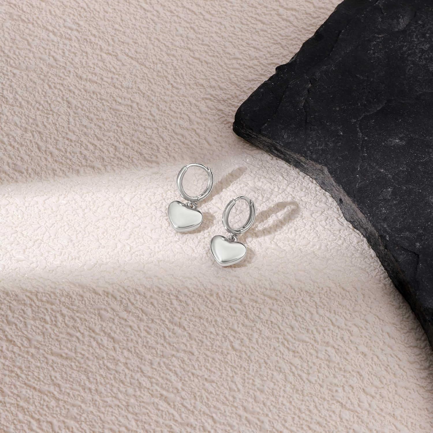 Gold Cherry Bow Heart Drop Dangle Earrings, Huggie Hoop Style, Hypoallergenic Non Tarnish Delicate Ribbon Butterfly Design Dainty Shiny Sensitive Ear for Women Gifts - Image 5