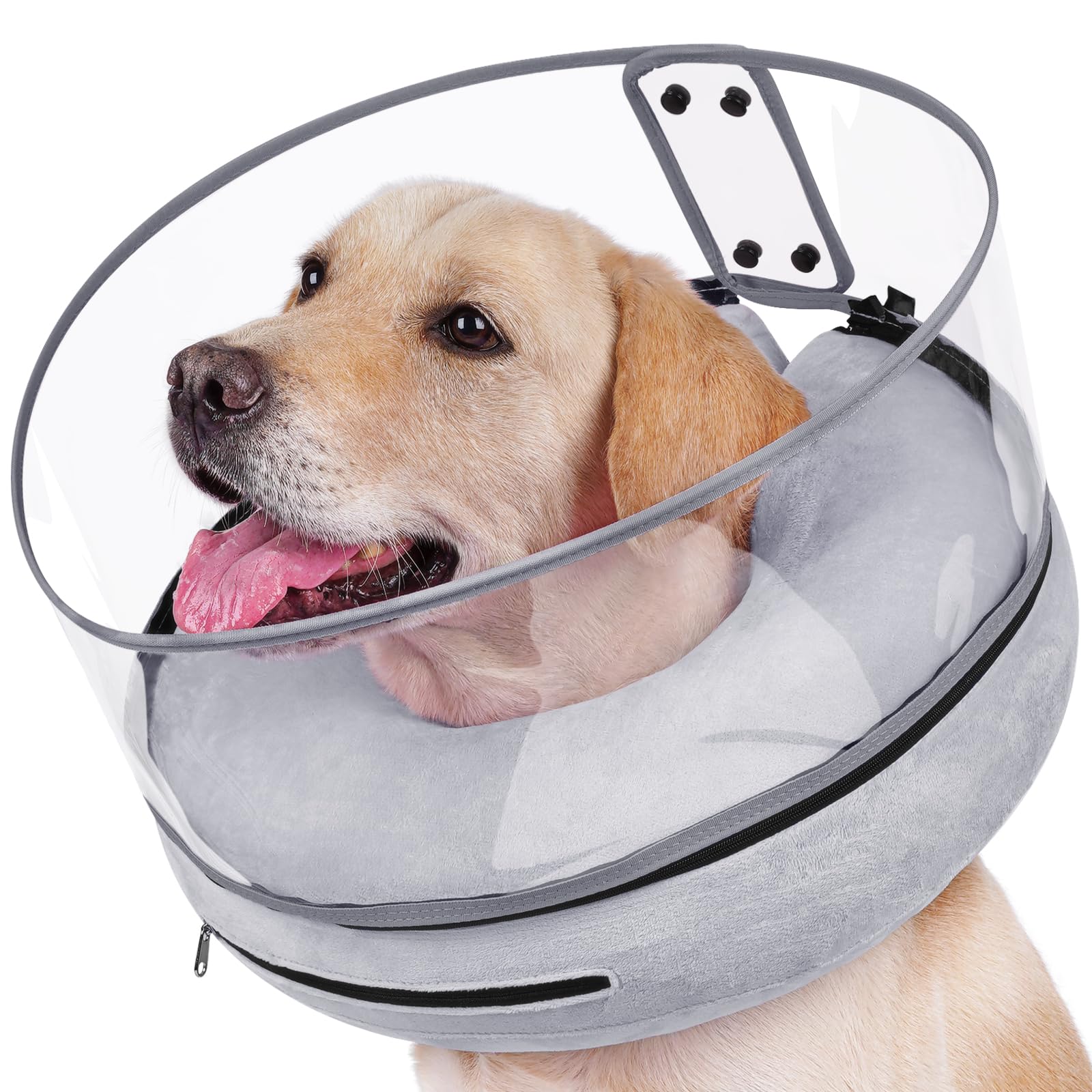 Collier donut pour chien de convalescence gris taille M+