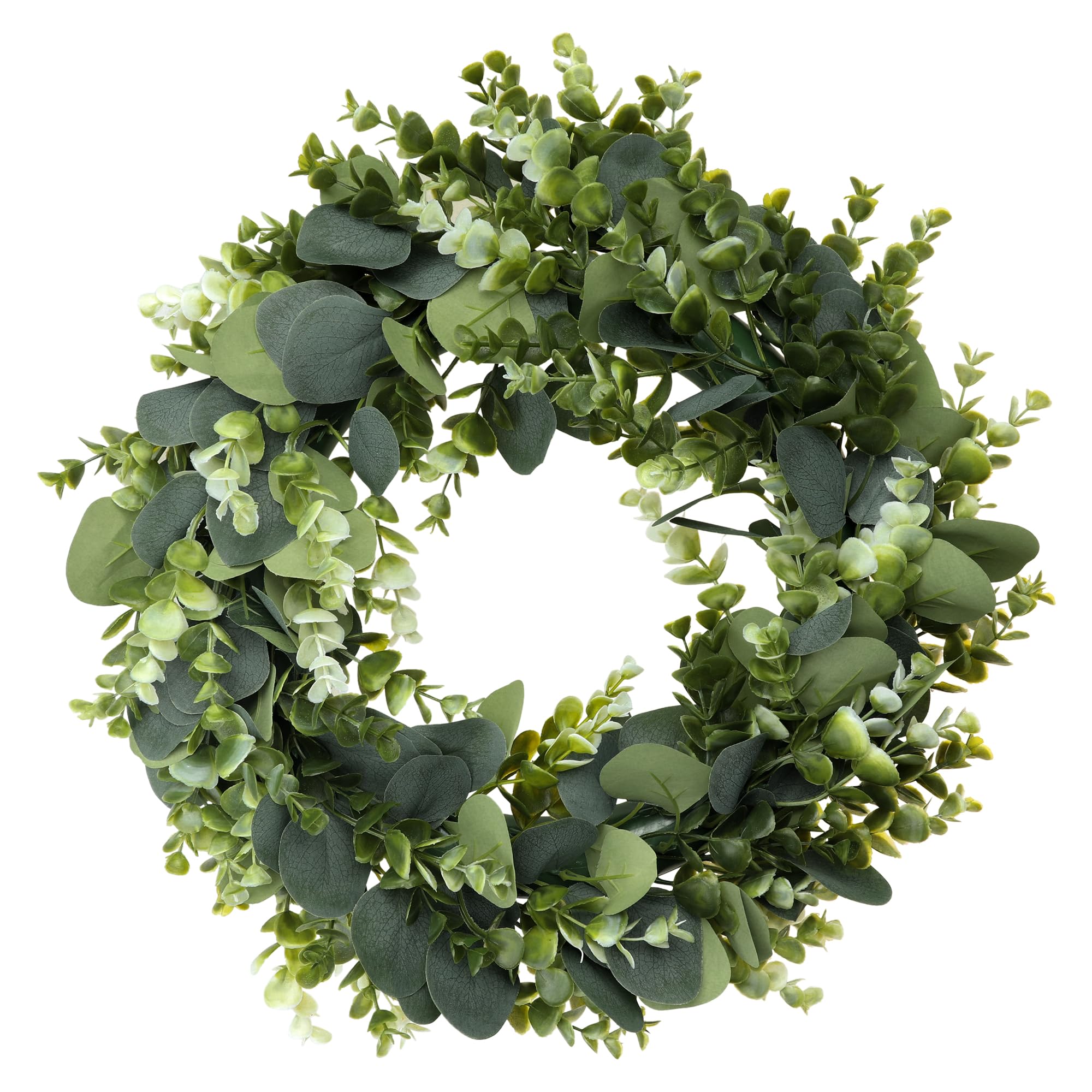 HMETOL Eucalyptus Wreaths for Front Door Handmade Fall Wreath Green Leaf Wreath for Window Wedding Decor Home Porch Farmhouse Patio Garden Decor Green 45cm