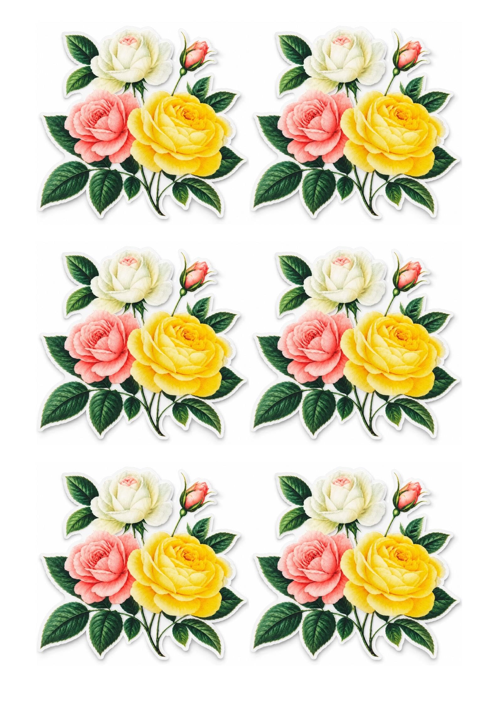 Premium DTF Botanical Roses Heat Transfer Stickers Pack of 6, 3.5 inches Each-picture-15