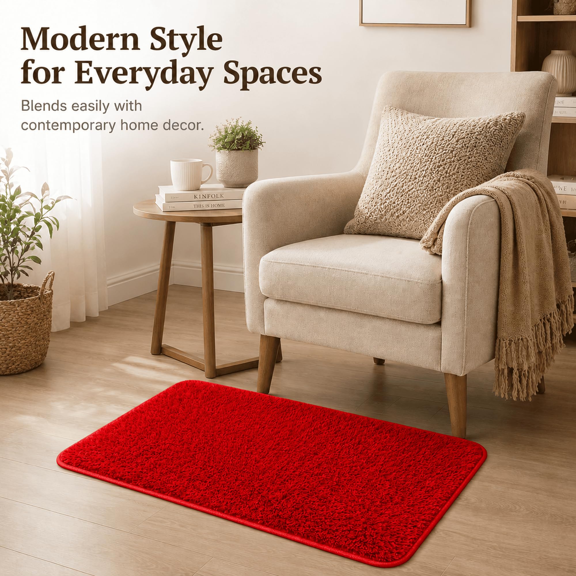 VKZ Tappeto Salotto Moderno 100 x 150 cm, Tappeto Grande Salotto a Pelo Lungo, Morbido e Antiscivolo, Tappeto Salotto Lavabile in Lavatrice, per Camera da Letto e Cameretta,ROSSO, Confezione da 3