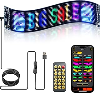 Programmable Scrolling LED Sign for Advertising & DIY Use, 23"x5" Devil Eyes Light for Cars,5V LED Car Sign for Business Shop Bar Party Festival Home Decor,App & Remote Control