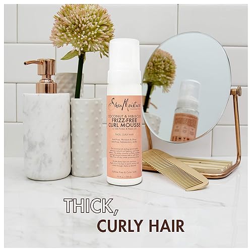 Miniatura 7 de SheaMoisture Smoothie Curl Enhancing Cream for Thick & Coconut & Hibiscus Curl & Style Milk 8 oz & Curl Mousse para Control del Frizz Coco e Hibisco